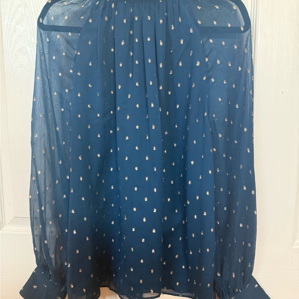 Elegant Blue Polka Dot blouse